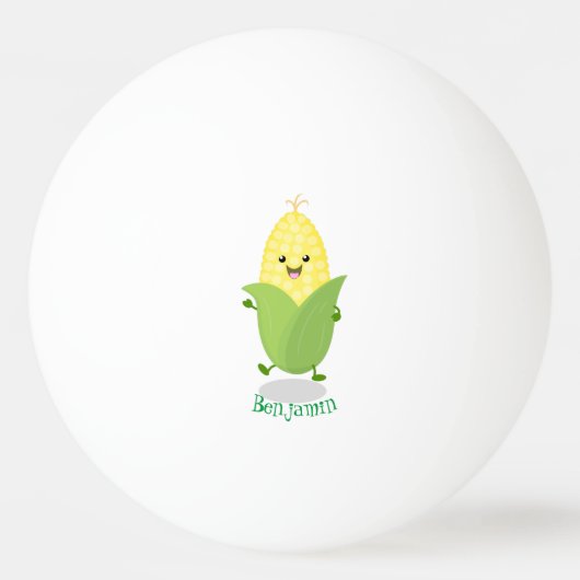 Cute happy corn cartoon illustratie pingpongbal (Voorkant)