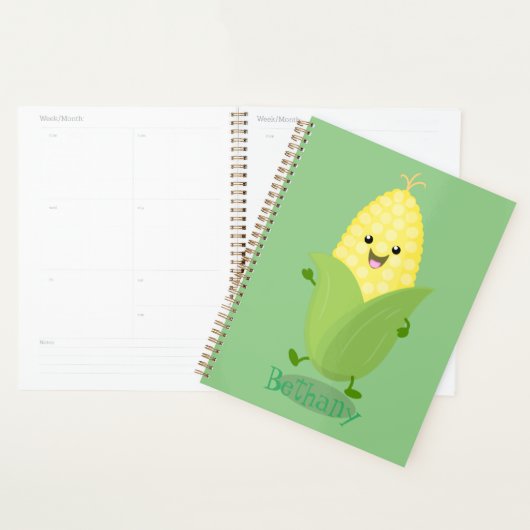 Cute happy corn cartoon illustratie planner (Display)
