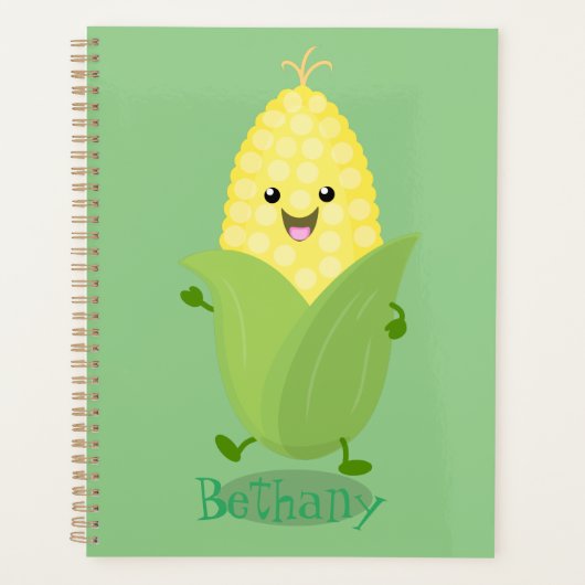 Cute happy corn cartoon illustratie planner (Voorkant)