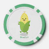 Cute happy corn cartoon illustratie poker chips (Achterkant)