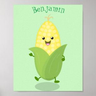 Cute happy corn cartoon illustratie poster