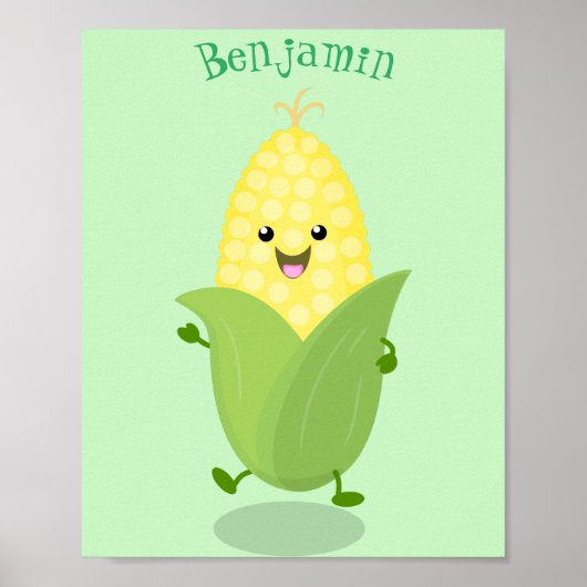Cute happy corn cartoon illustratie poster (Voorkant)