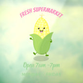 Cute happy corn cartoon illustratie raamsticker (Vel 3)