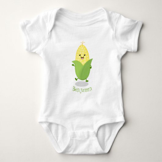 Cute happy corn cartoon illustratie romper (Voorkant)