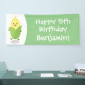 Cute happy corn cartoon illustratie spandoek (Beurs)