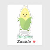 Cute happy corn cartoon illustratie sticker (Vel)