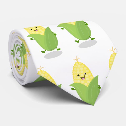 Cute happy corn cartoon illustratie stropdas (Opgerold)