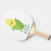 Cute happy corn cartoon illustratie tafeltennisbatje (Zijkant)