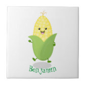 Cute happy corn cartoon illustratie tegeltje (Voorkant)