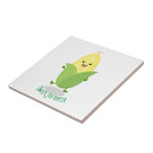 Cute happy corn cartoon illustratie tegeltje (Zijkant)