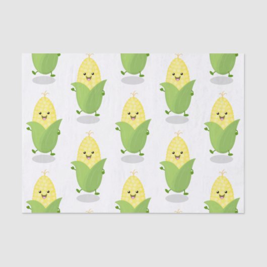 Cute happy corn cartoon illustratie tissuepapier (Voorkant)