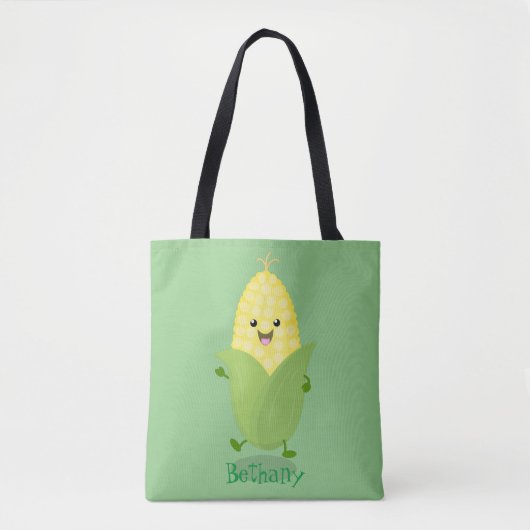 Cute happy corn cartoon illustratie tote bag (Voorkant)