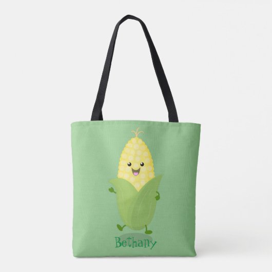 Cute happy corn cartoon illustratie tote bag (Achterkant)