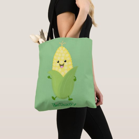 Cute happy corn cartoon illustratie tote bag (Dichtbij)