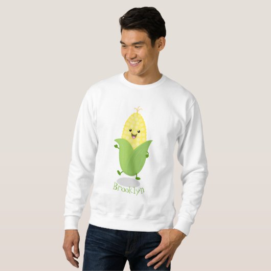 Cute happy corn cartoon illustratie trui (Voorkant volledig)