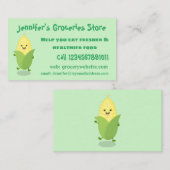 Cute happy corn cartoon illustratie visitekaartje (Voorkant / Achterkant)