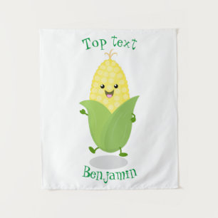 Cute happy corn cartoon illustratie wandkleed