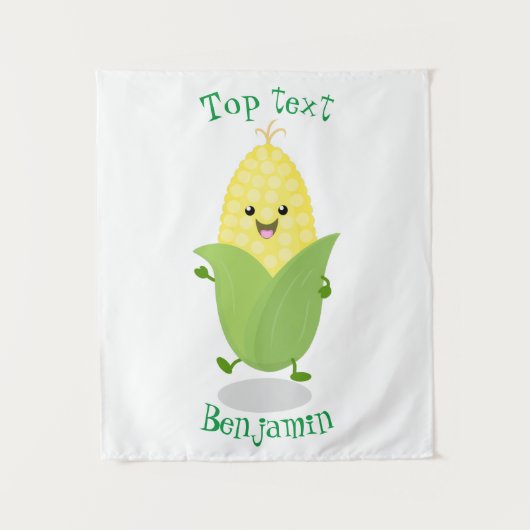 Cute happy corn cartoon illustratie wandkleed (Voorkant)