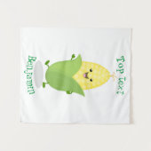 Cute happy corn cartoon illustratie wandkleed (Voorkant (horizontaal))