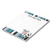 Cute Happy Cow - Blue Stripe Notitieblok (Linkerzijde)
