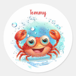Cute Happy Crab, aangepaste naam stickers
