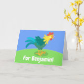 Cute happy croster cartoon kaart (Gele Bloem)