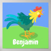 Cute happy crowing cartoon illustration poster (Voorkant)