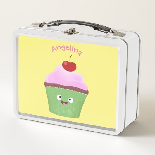 Cute happy cupcake cartoon-illustratie (Voorkant)