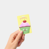 Cute happy cupcake cartoon illustratie badge (Handheld)