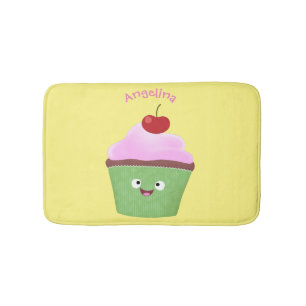 Cute happy cupcake cartoon-illustratie badmat