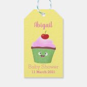 Cute happy cupcake cartoon-illustratie cadeaulabel (Achterkant)