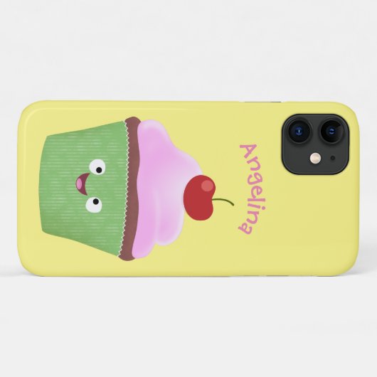 Cute happy cupcake cartoon-illustratie Case-Mate iPhone case (Achterkant (horizontaal))