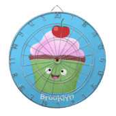 Cute happy cupcake cartoon-illustratie dartbord (Voorkant)
