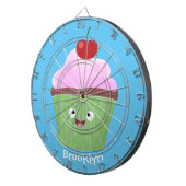 Cute happy cupcake cartoon-illustratie dartbord (Voorkant Rechts)
