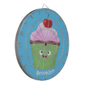 Cute happy cupcake cartoon-illustratie dartbord (Voorkant Links)