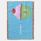 Cute happy cupcake cartoon-illustratie deken (Voorkant Verticaal)