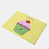 Cute happy cupcake cartoon-illustratie deurmat (Schuin)