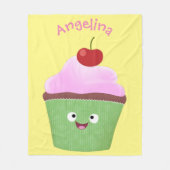Cute happy cupcake cartoon-illustratie fleece deken (Voorkant)