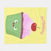Cute happy cupcake cartoon-illustratie fleece deken (Voorkant (Horizontaal))