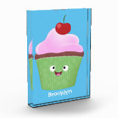 Cute happy cupcake cartoon-illustratie fotoblokken (Links)