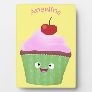 Cute happy cupcake cartoon-illustratie fotoplaat
