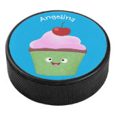 Cute happy cupcake cartoon-illustratie hockey puck (3/4)