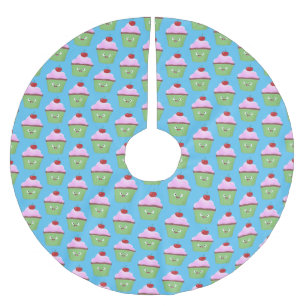 Cute happy cupcake cartoon-illustratie kerstboom rok