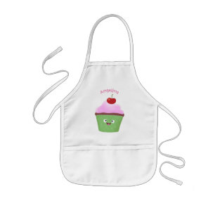 Cute happy cupcake cartoon-illustratie kinder schort