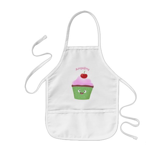 Cute happy cupcake cartoon-illustratie kinder schort (Voorkant)