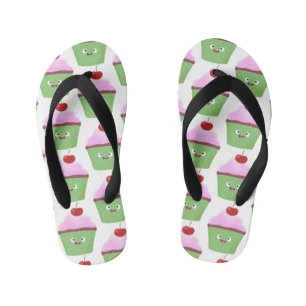 Cute happy cupcake cartoon-illustratie kinder teenslippers