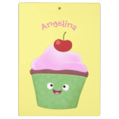Cute happy cupcake cartoon-illustratie klembord (Achterkant)