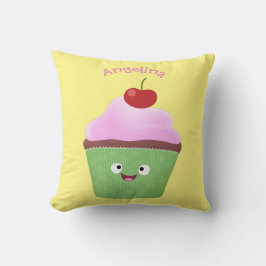 Cute happy cupcake cartoon-illustratie kussen