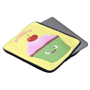 Cute happy cupcake cartoon-illustratie laptop sleeve