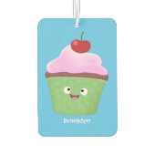 Cute happy cupcake cartoon-illustratie luchtverfrisser (Achterkant)